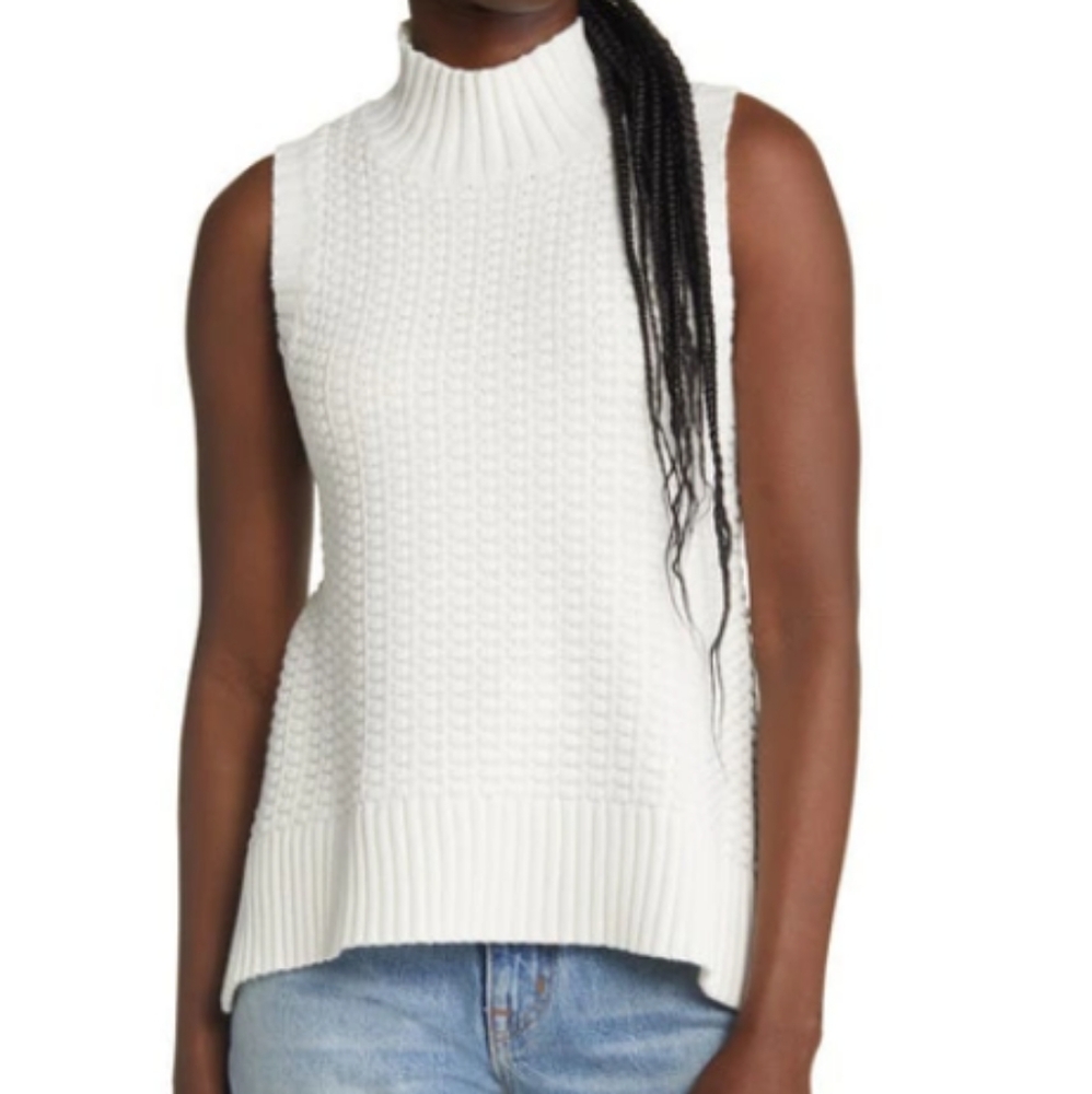 French Connection Mozart Popcorn Stitch Sleeveless Cotton Sweater